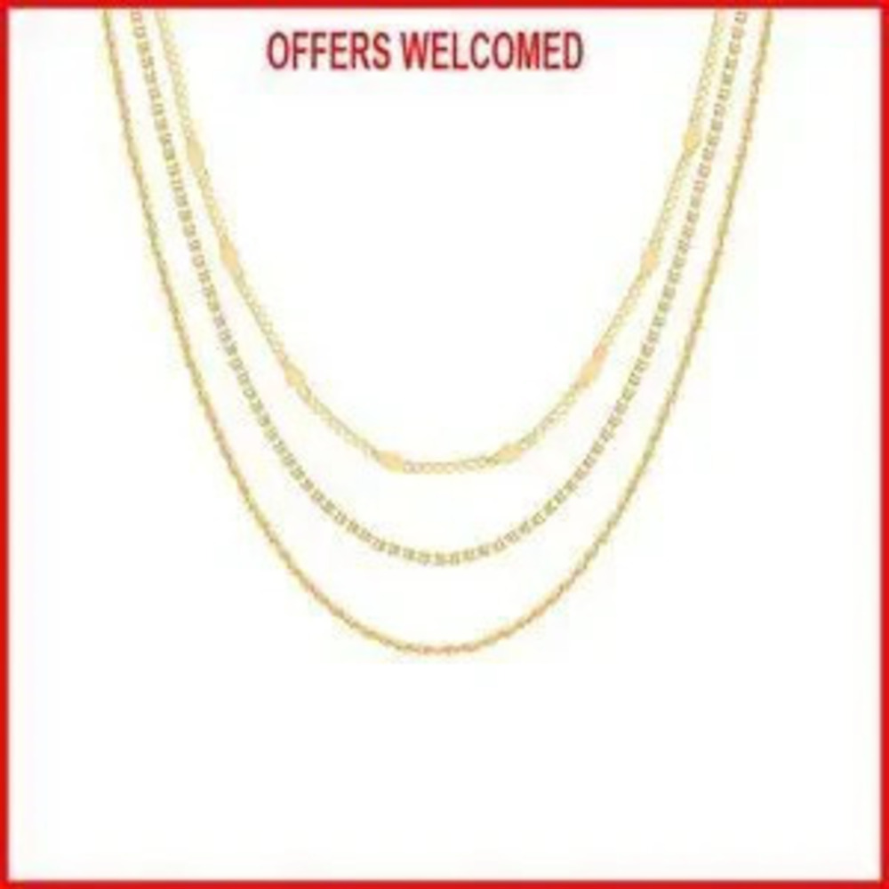 14K Gold Plated Dainty Layering Necklaces Snake Curb Paperclip Chains - Picture 2 of 5